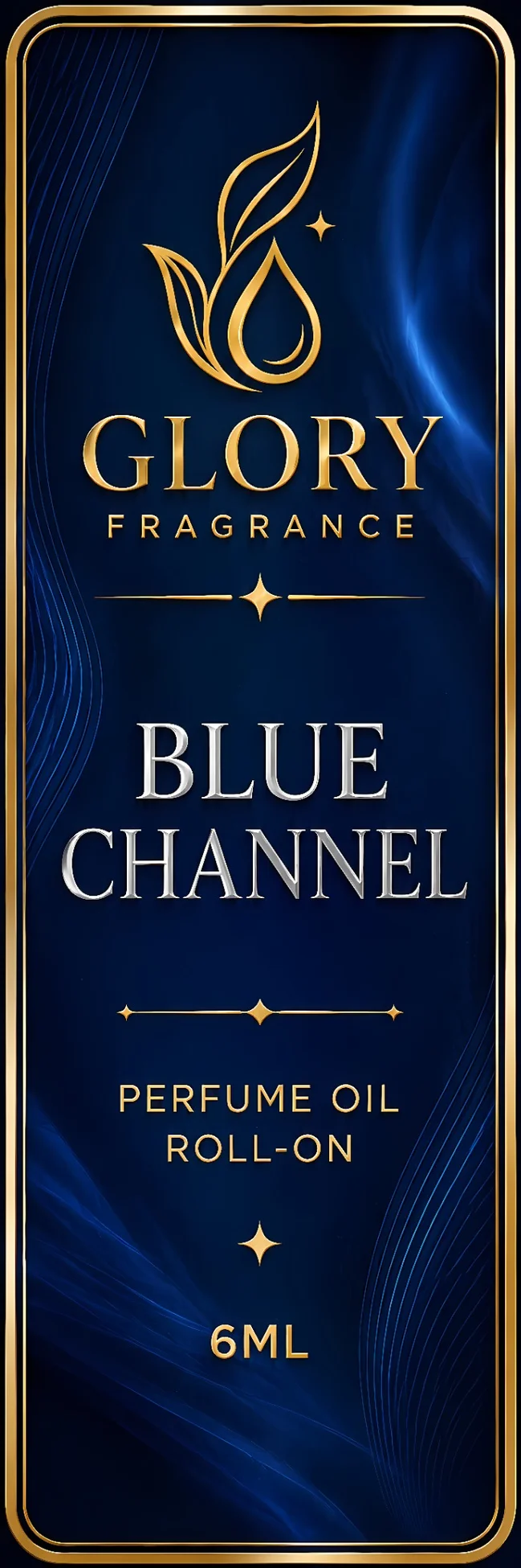 Blue Channel Glory Fragrance label